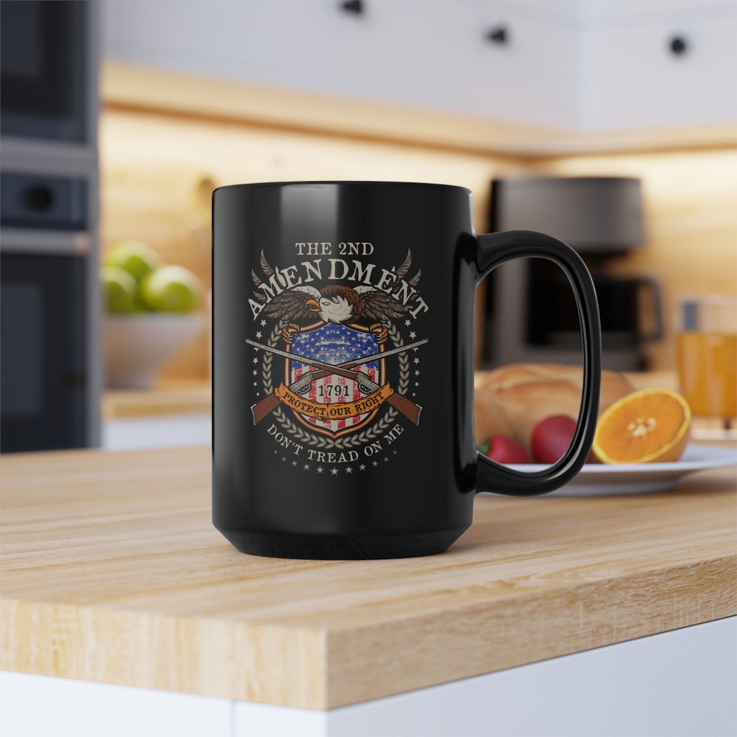 2nd Amendment Don't Tread on Me, (11oz, 15oz) Black Mug, patriotic gift, Gun Rights Mug
