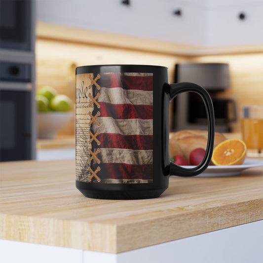 We The People Patriotic Mug, (11oz, 15oz) Constitutional Flag Coffee Cup, America Freedom, Independence Day Gift, US Constitution