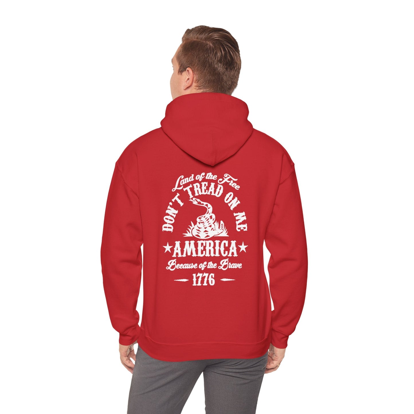 Liberty or Death Don't Tread on Me, Land of the Free Because of The Brave Unisex Hoodie (Back Print) - Premium Hoodie from Old Glory 1776 Apparel - Just $39.99! Shop now at Old Glory 1776 Apparel