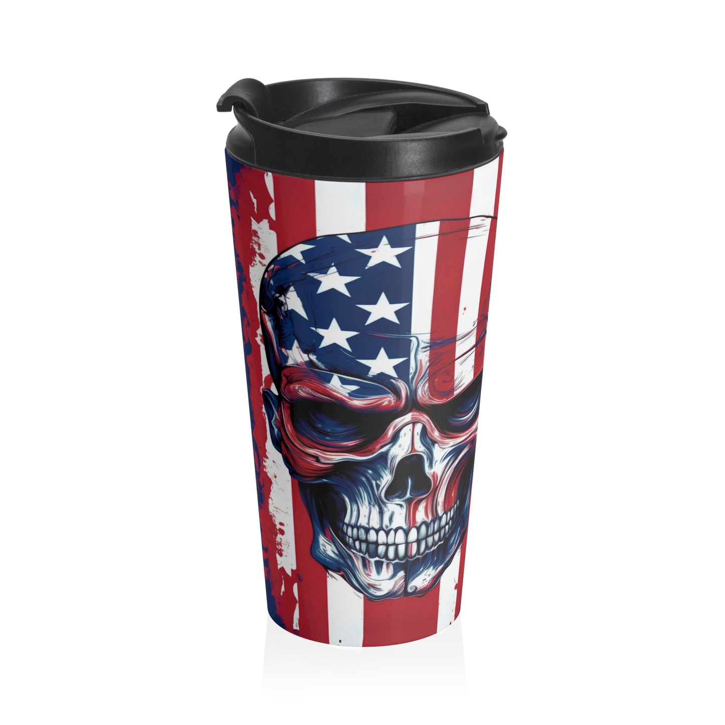 Patriotic Skull Travel Mug - Perfect for Adventurers & Gear Enthusiasts - Old Glory 1776 Apparel