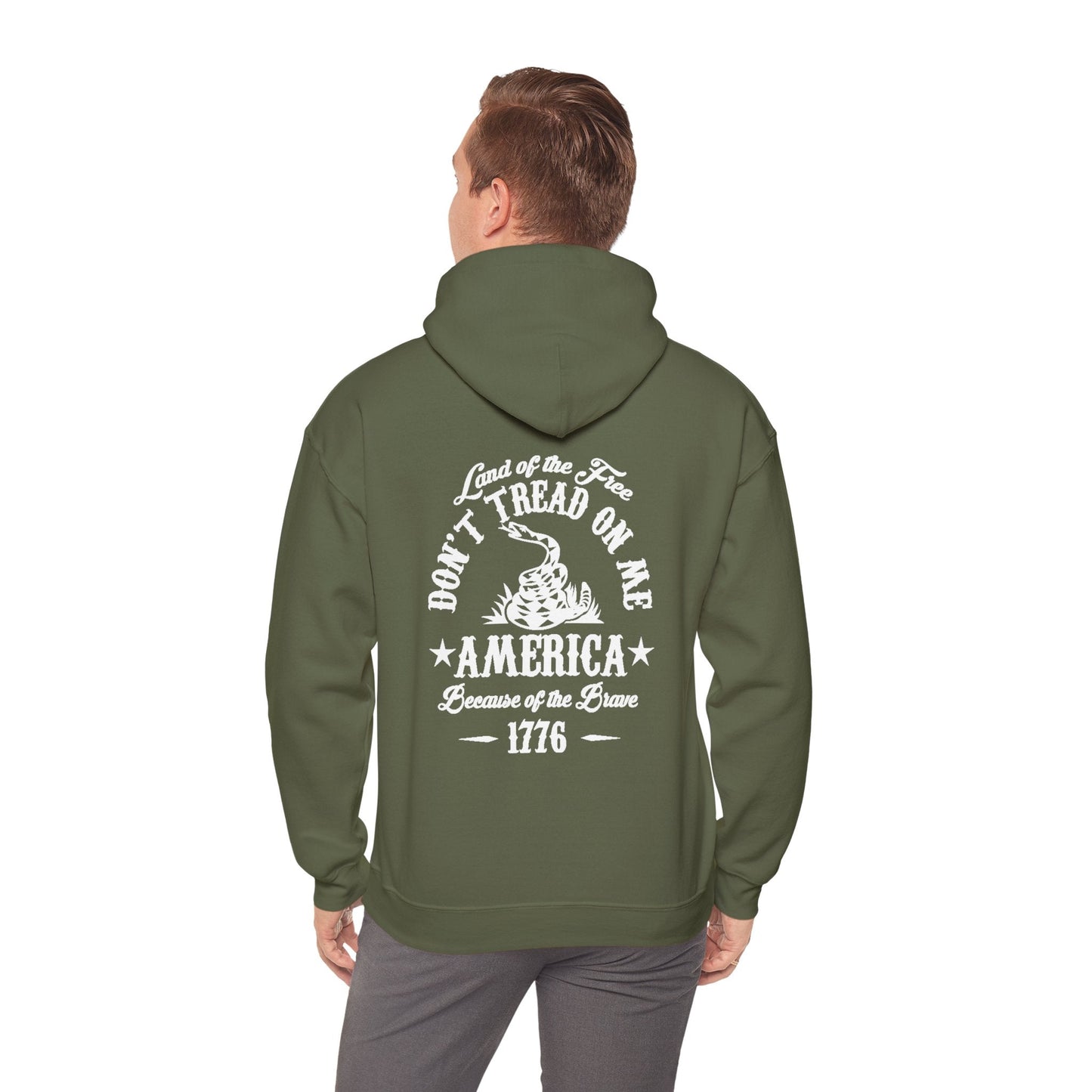 Liberty or Death Don't Tread on Me, Land of the Free Because of The Brave Unisex Hoodie (Back Print) - Premium Hoodie from Old Glory 1776 Apparel - Just $39.99! Shop now at Old Glory 1776 Apparel