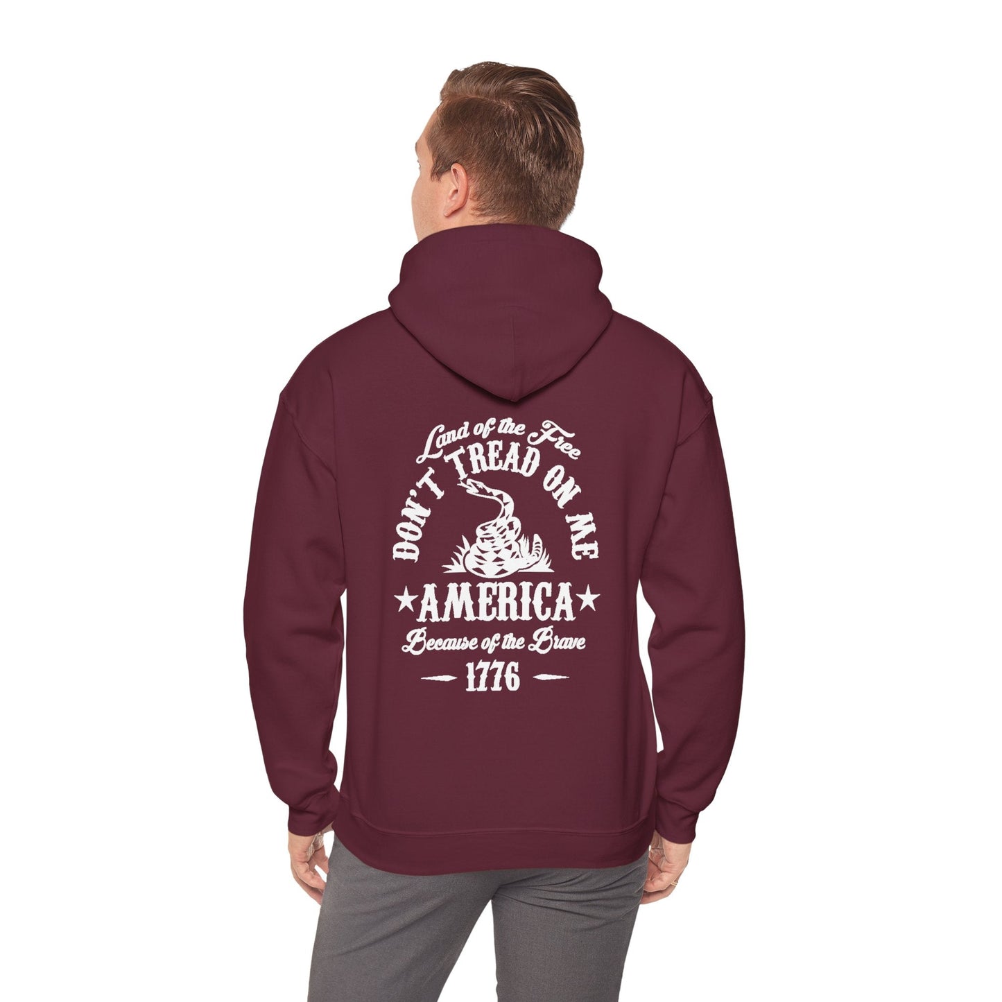 Liberty or Death Don't Tread on Me, Land of the Free Because of The Brave Unisex Hoodie (Back Print) - Premium Hoodie from Old Glory 1776 Apparel - Just $39.99! Shop now at Old Glory 1776 Apparel