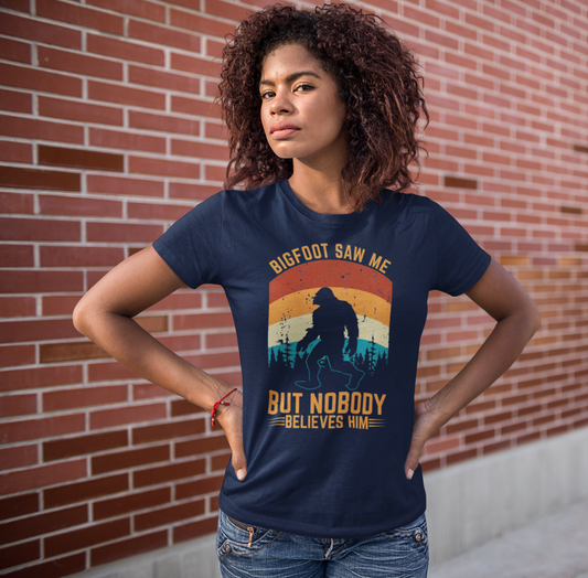 Bigfoot Saw Me T-Shirt, Fun Graphic Tee, Unisex Slogan Shirt, Perfect for Outdoor Lovers - Old Glory 1776 Apparel