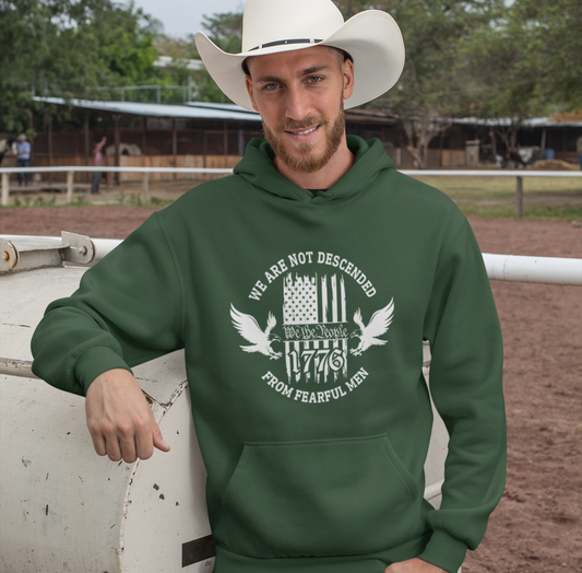 We Are Not Descended From Fearful Men Unisex Hoodie, Bold Patriotic Hoodie Jumper, Independence Day - Premium Hoodie from Printify - Just $39.99! Shop now at Old Glory 1776 Apparel