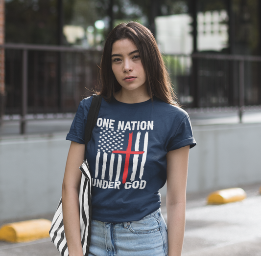 One Nation Under God, Patriotic Unisex T-Shirt, Love of God and Country Tee - Old Glory 1776 Apparel