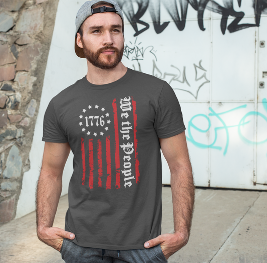 1776 Patriotic Flag Unisex T-Shirt, American Independence Day Shirt, Vintage 1776 T-Shirt, Red White Blue Tee - Old Glory 1776 Apparel