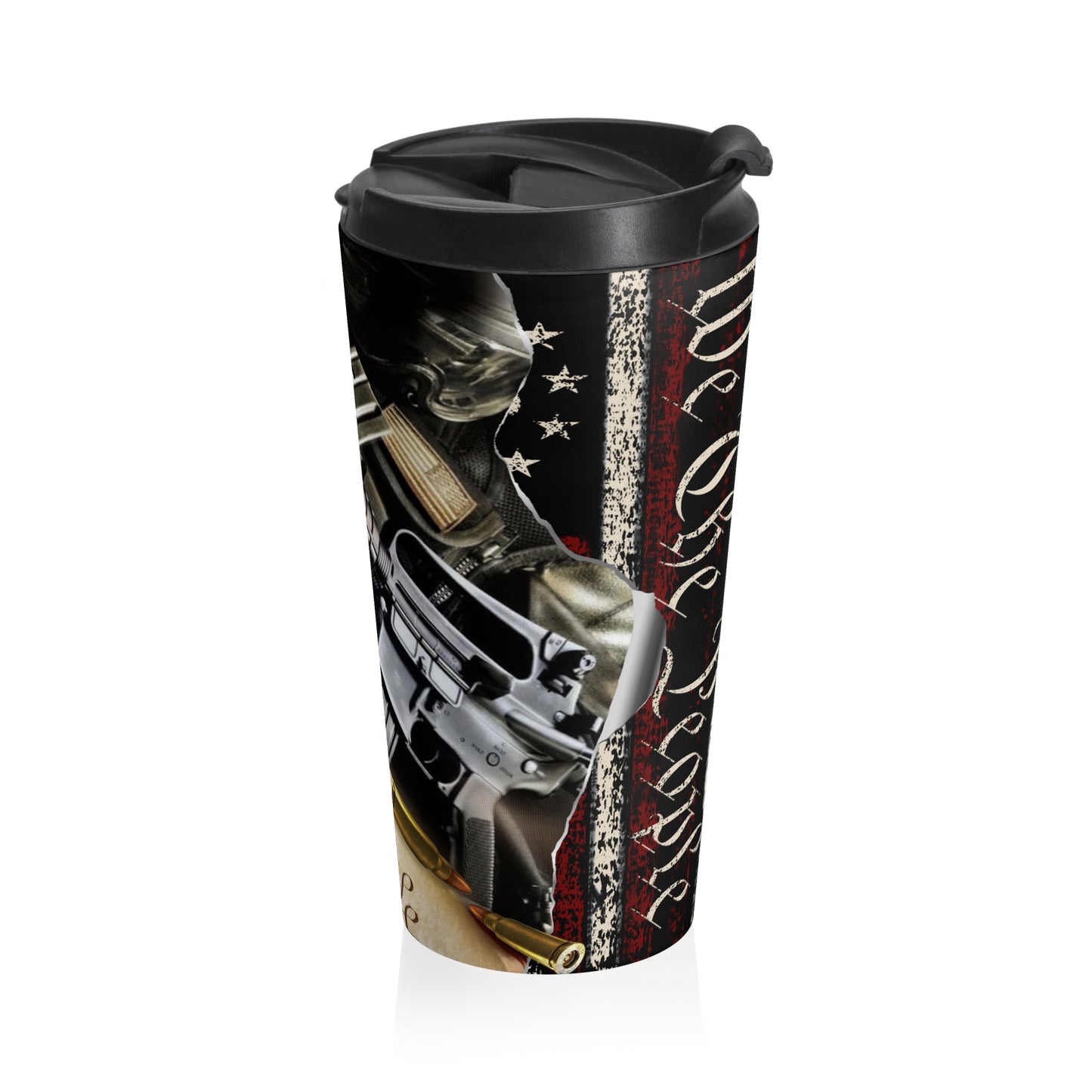 We The People Patriotic Travel Mug, American Flag Stainless Steel Tumbler, Military Support Coffee Cup - Old Glory 1776 Apparel