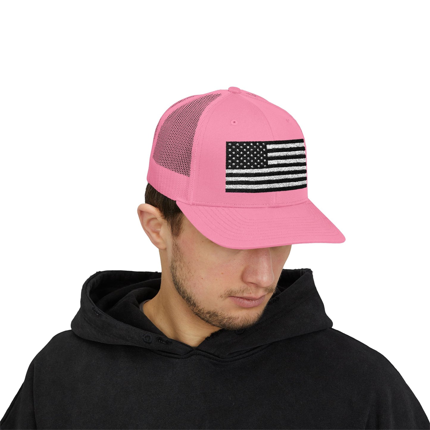 Patriotic Snapback Trucker Cap - American Flag Design