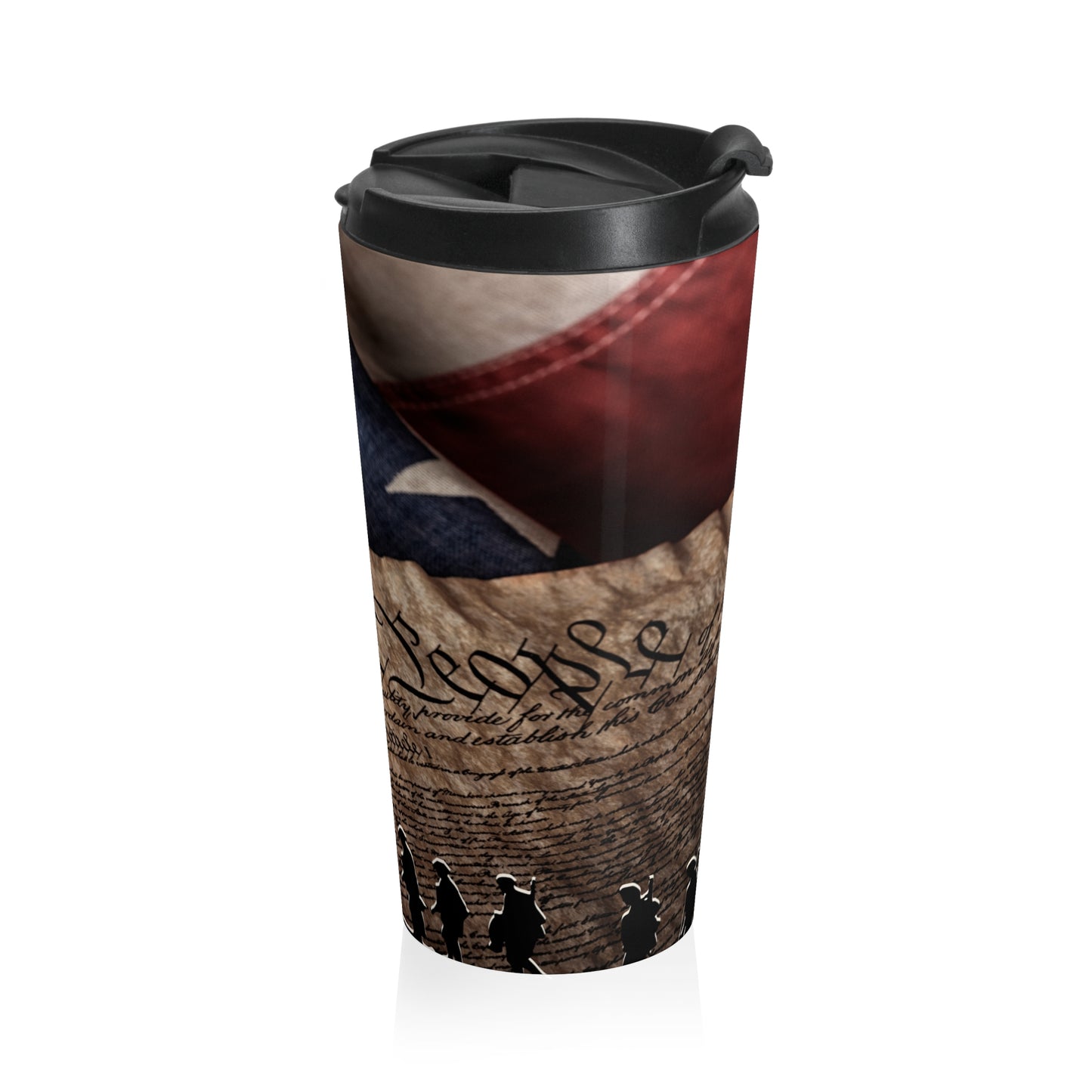 Stand For The Flag, Kneel For The Fallen 15oz Stainless Steel Travel Tumbler, Military Support Coffee Cup - Old Glory 1776 Apparel