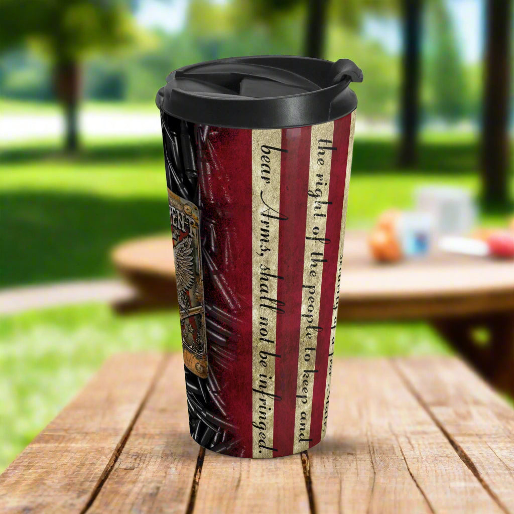 2nd Amendment Right To Bear Arms Stainless Steel Travel Mug, Patriotic Coffee Cup, Gun Owner Gift, Second Amendment Travel Tumbler, Gun - Old Glory 1776 Apparel