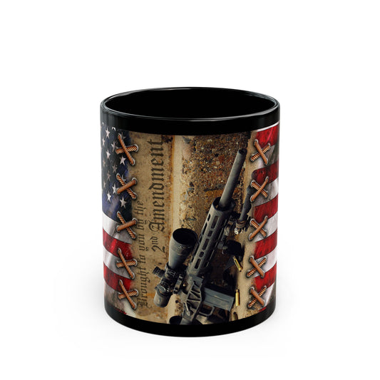 Pro 2A Coffee Mug – Second Amendment Rifle and Flag Design – Conservative Patriotic Gift – 11oz or 15oz Ceramic