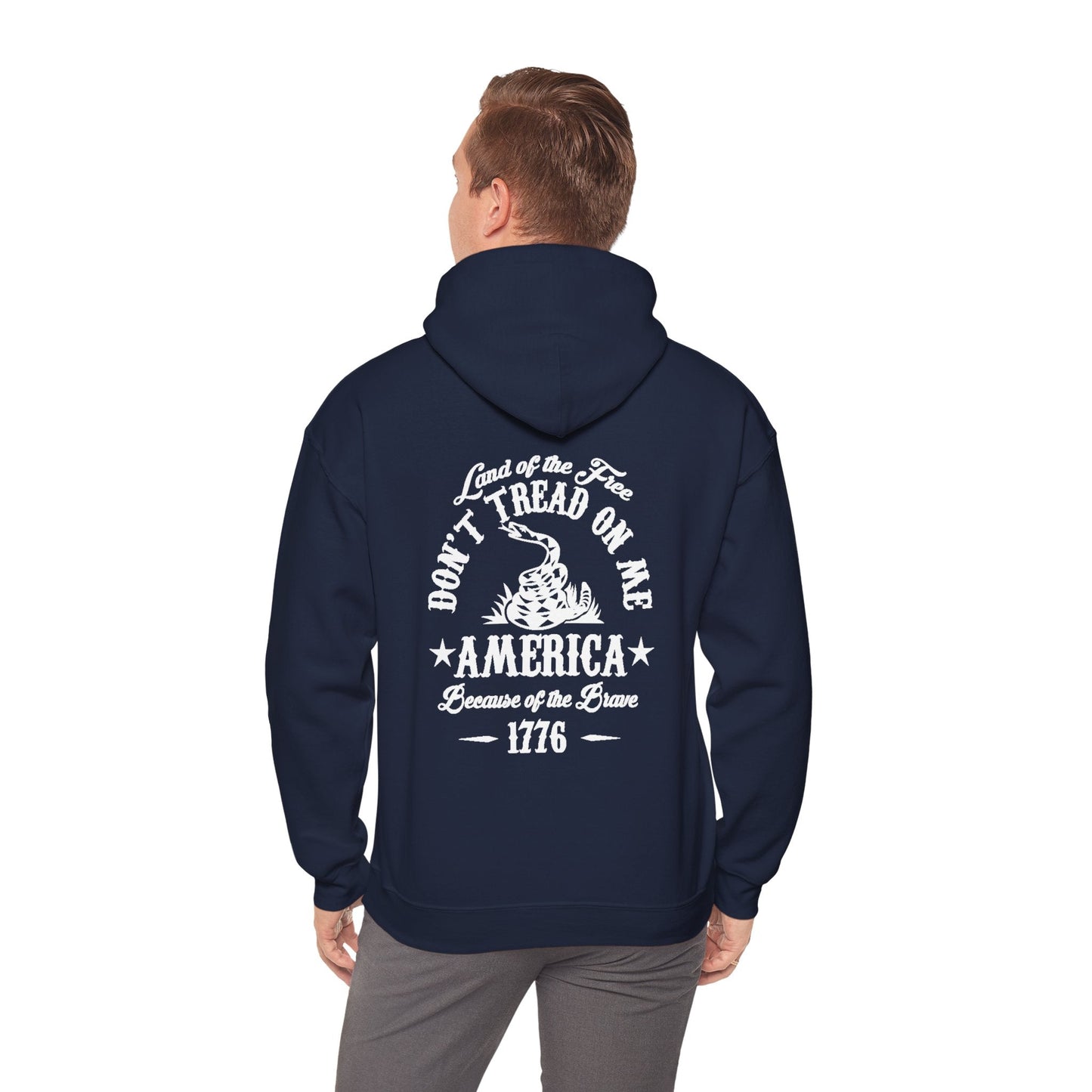 Liberty or Death Don't Tread on Me, Land of the Free Because of The Brave Unisex Hoodie (Back Print) - Premium Hoodie from Old Glory 1776 Apparel - Just $39.99! Shop now at Old Glory 1776 Apparel