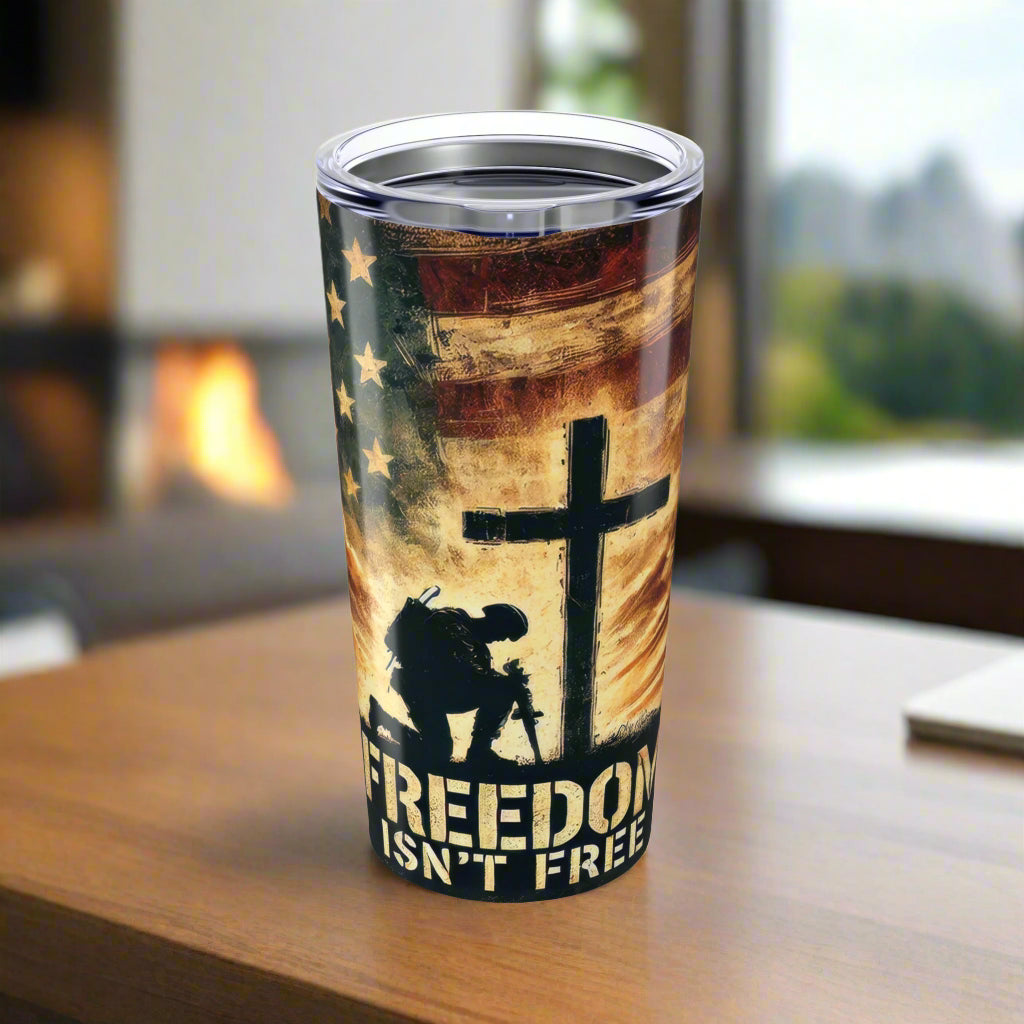 Freedom Isn't Free, Patriotic 20oz Tumbler - Old Glory 1776 Apparel