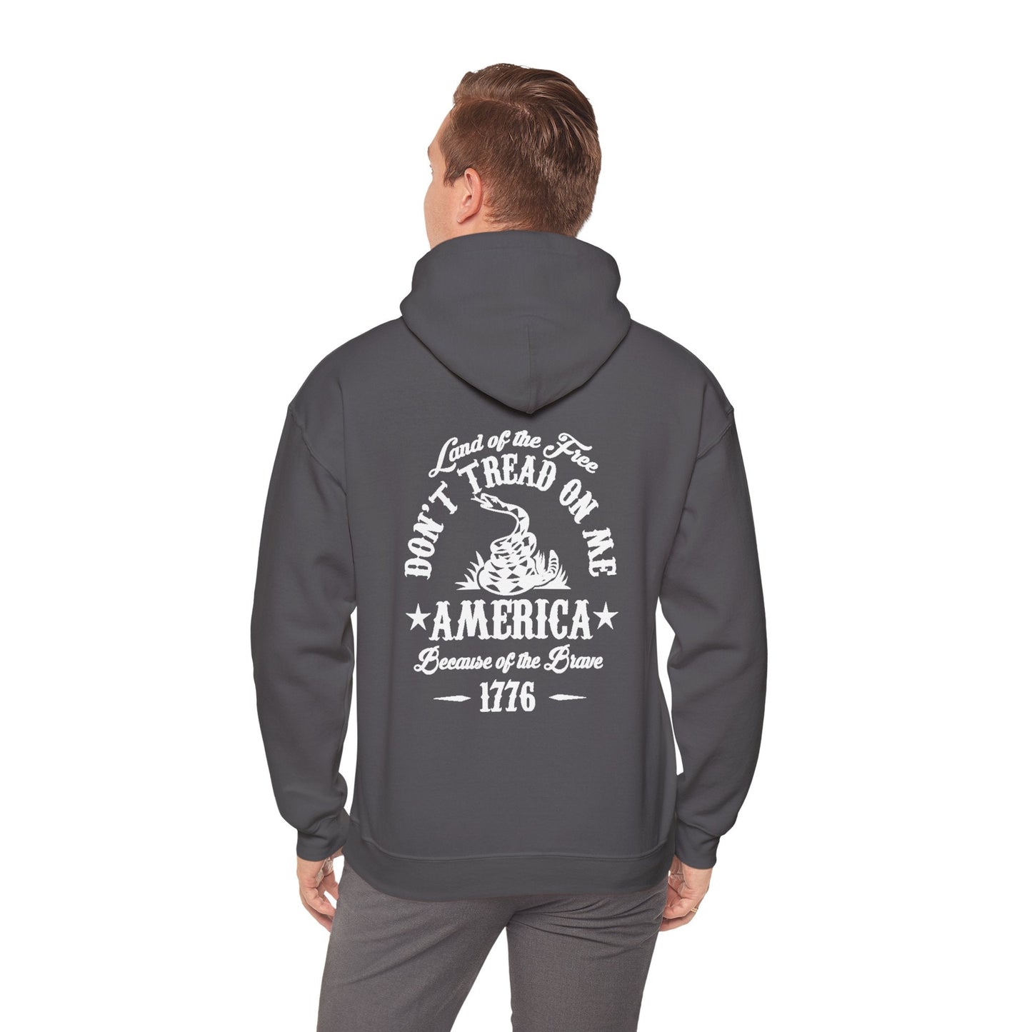 Liberty or Death Don't Tread on Me, Land of the Free Because of The Brave Unisex Hoodie (Back Print) - Premium Hoodie from Old Glory 1776 Apparel - Just $39.99! Shop now at Old Glory 1776 Apparel