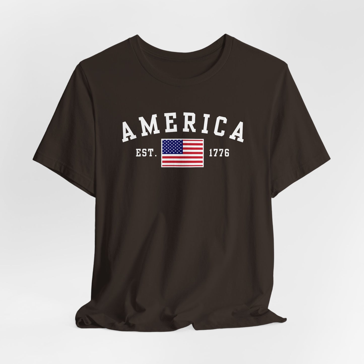 America Est 1776 Patriotic Unisex T-Shirt (White Print) Celebrate Freedom and Liberty, USA Tee, Independence Day Shirt - Old Glory 1776 Apparel