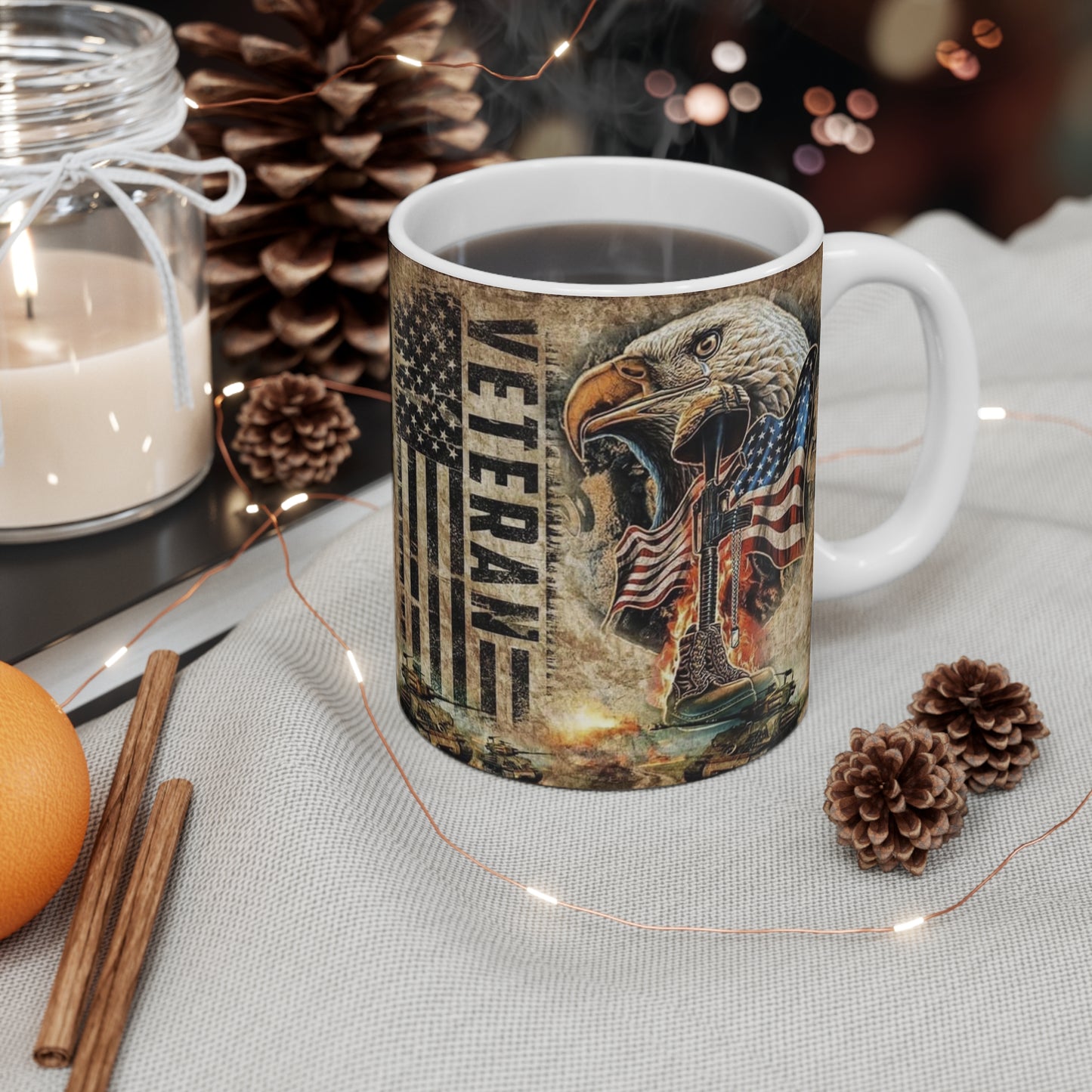 Patriotic Veteran Mug – Patriotic 11oz & 15oz Coffee Cup, American Eagle Design, Gifts for Veterans, Military Appreciation