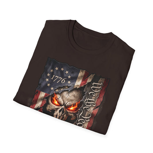 Patriotic Skull T-Shirt — "Liberty or Death" American Flag Graphic