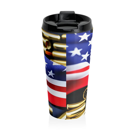 Patriotic 20oz Stainless Steel Travel Mug - 'All Faster Than Dialing 911' Design - Old Glory 1776 Apparel