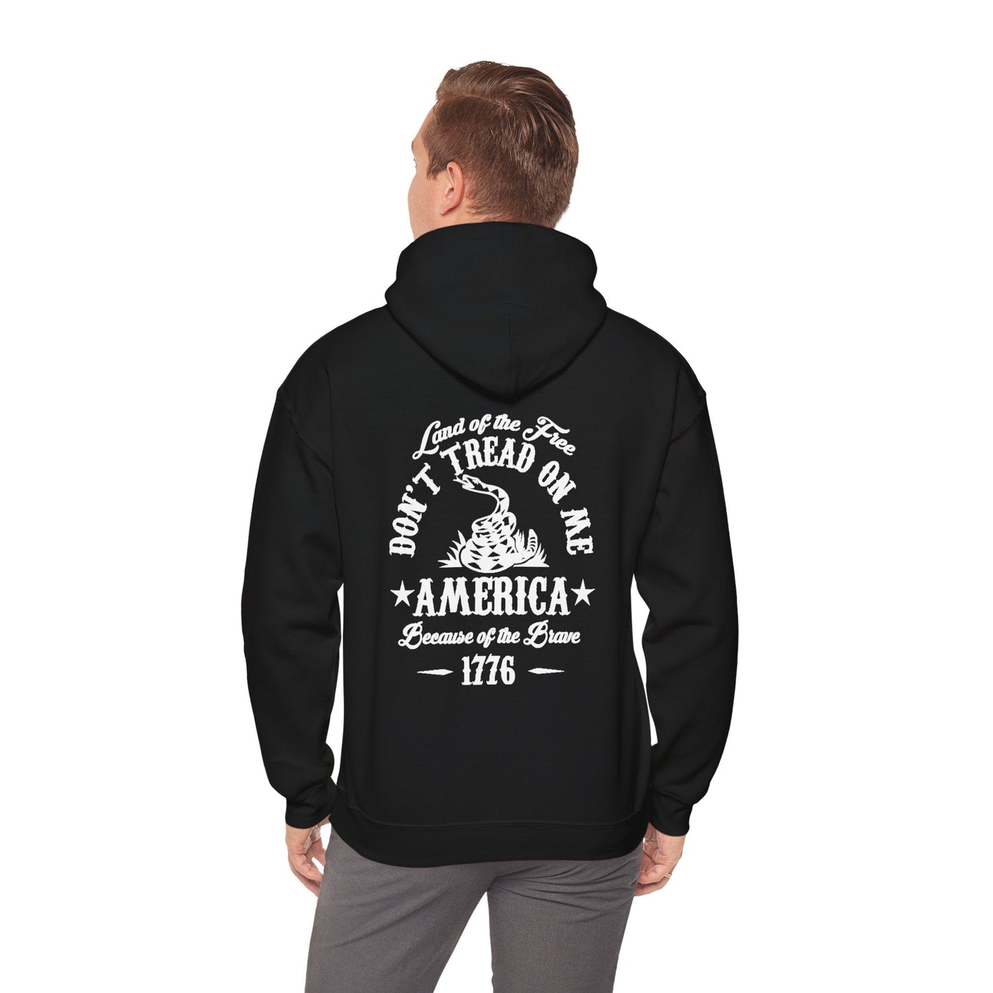 Liberty or Death Don't Tread on Me, Land of the Free Because of The Brave Unisex Hoodie (Back Print) - Premium Hoodie from Old Glory 1776 Apparel - Just $39.99! Shop now at Old Glory 1776 Apparel