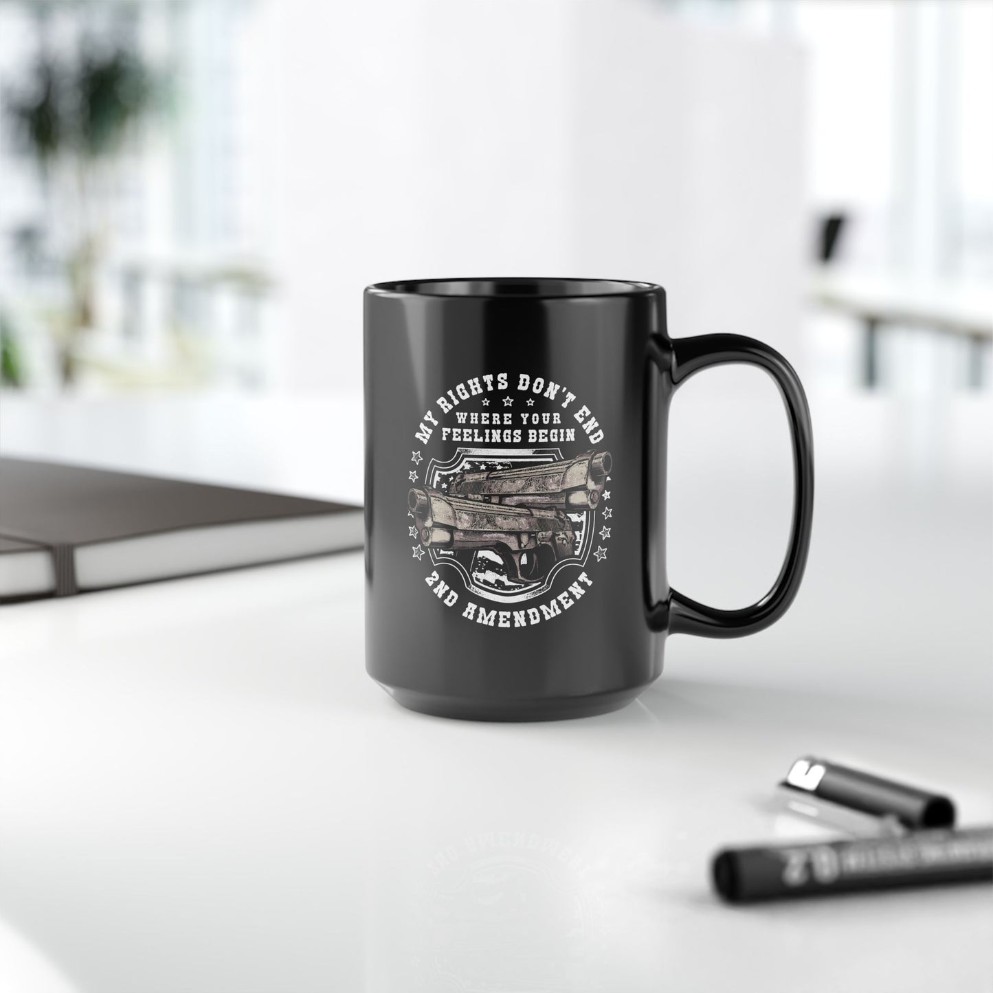 Stand for Freedom Mug, 11oz or 15oz– My Rights Don’t End Where Feelings Begin – 2nd Amendment Patriot Gift for Him or Her