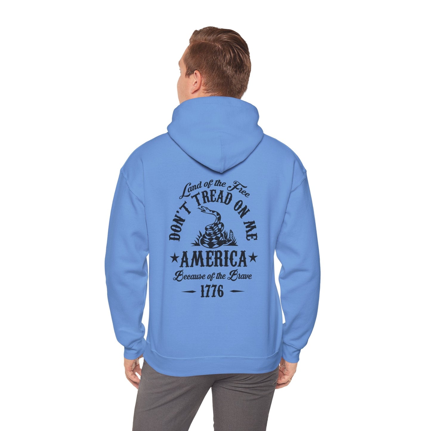 Liberty or Death Don't Tread on Me, Land of the Free Because of The Brave Unisex Hoodie (Back Print) - Premium Hoodie from Old Glory 1776 Apparel - Just $39.99! Shop now at Old Glory 1776 Apparel