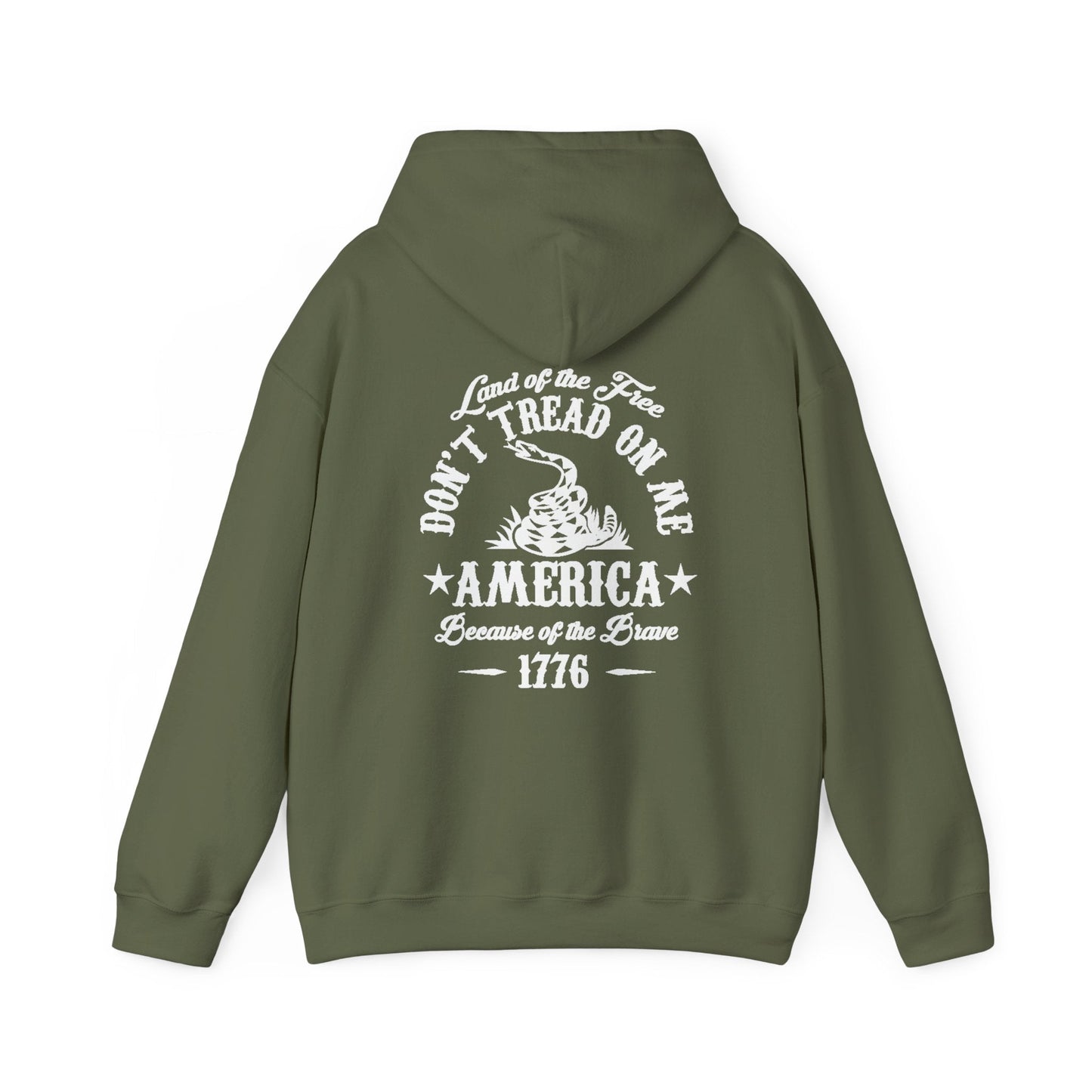 Liberty or Death Don't Tread on Me, Land of the Free Because of The Brave Unisex Hoodie (Back Print) - Premium Hoodie from Old Glory 1776 Apparel - Just $39.99! Shop now at Old Glory 1776 Apparel