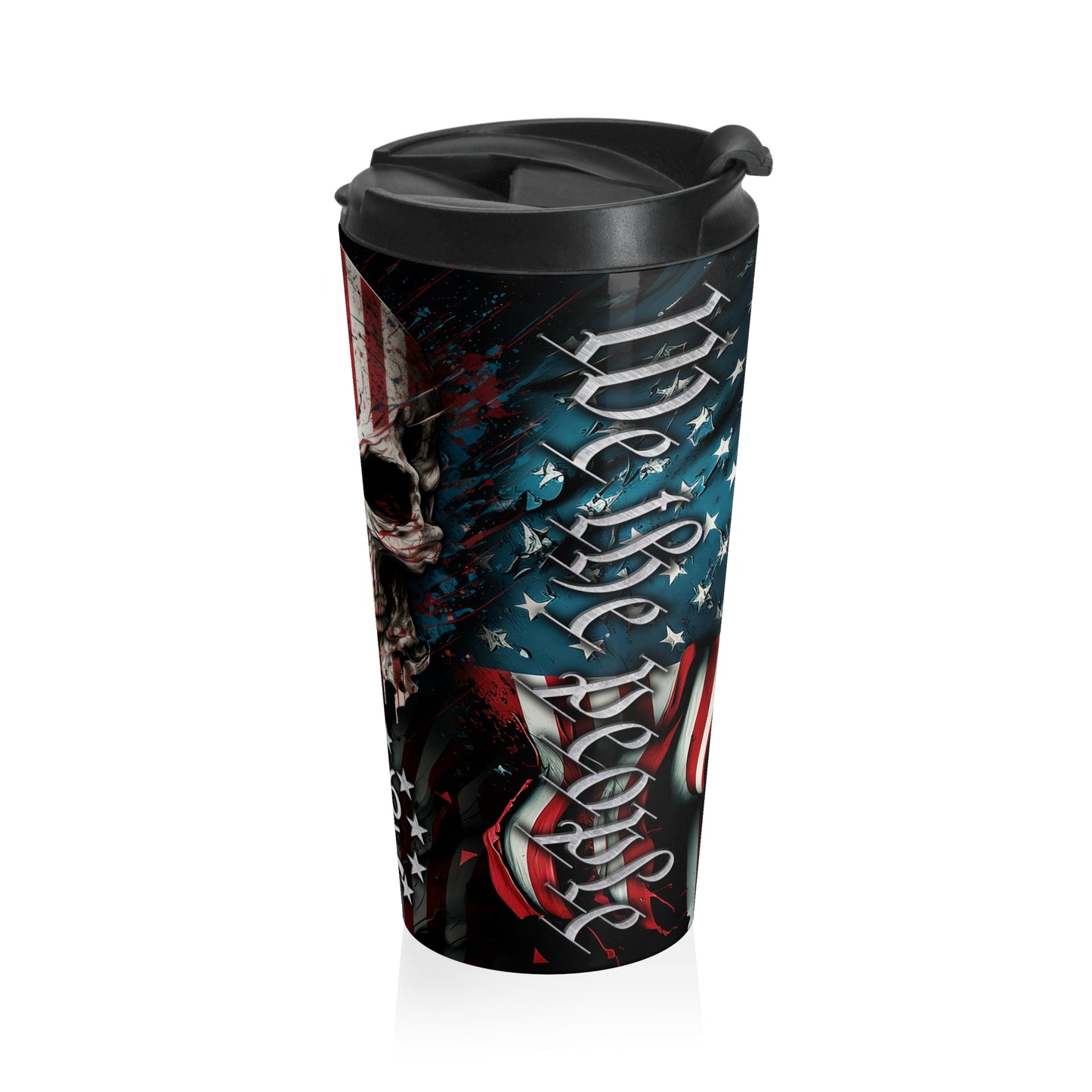 Patriotic Skull Travel Mug - 1776 Freedom Design - Old Glory 1776 Apparel