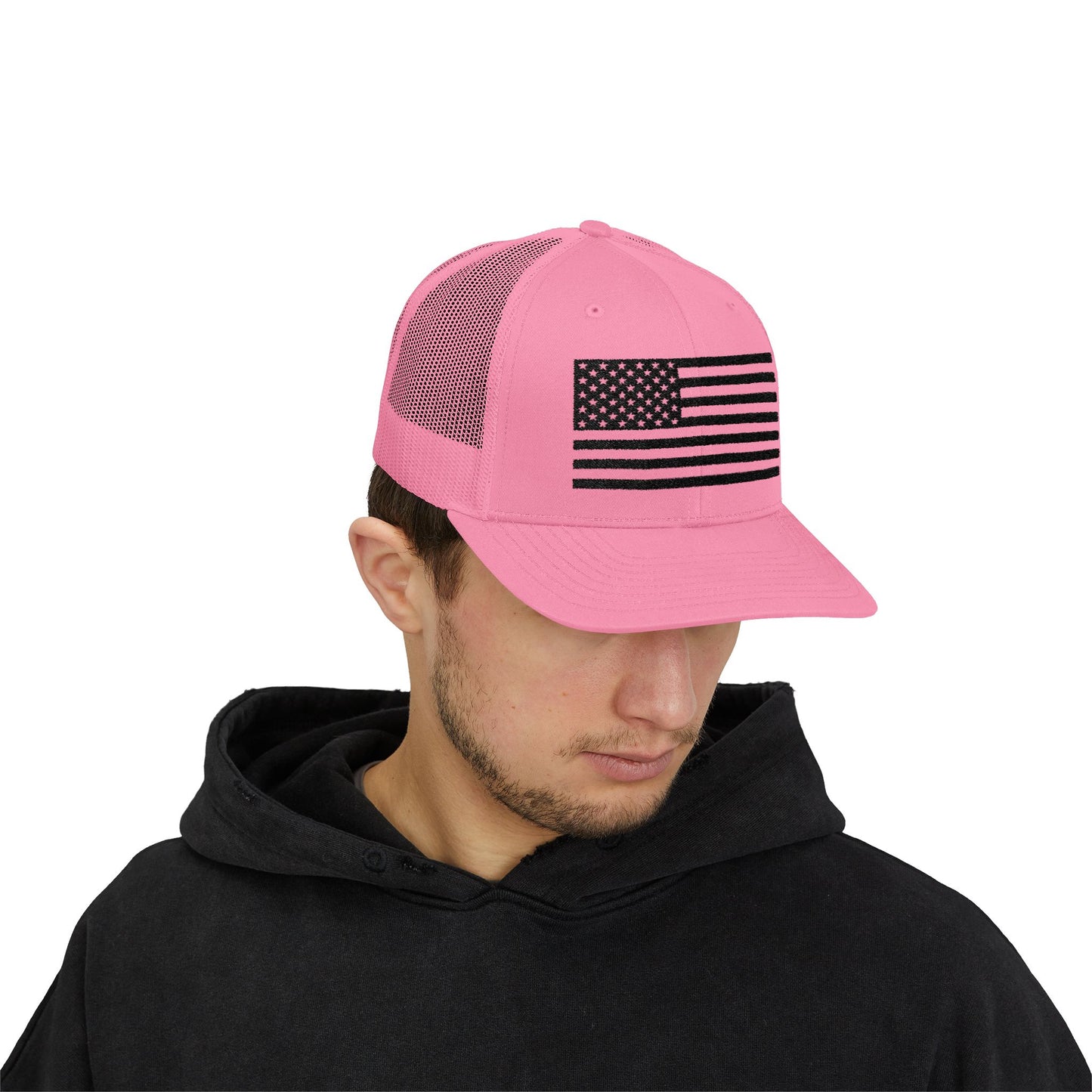 Patriotic Snapback Trucker Cap - American Flag Design