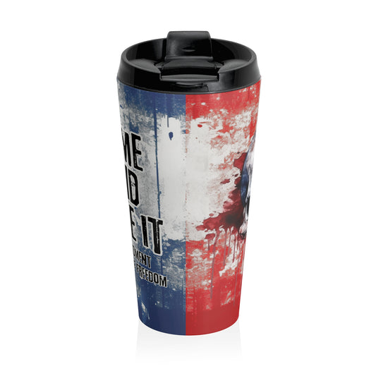 Patriotic Skull Travel Mug - Freedom Design - Old Glory 1776 Apparel