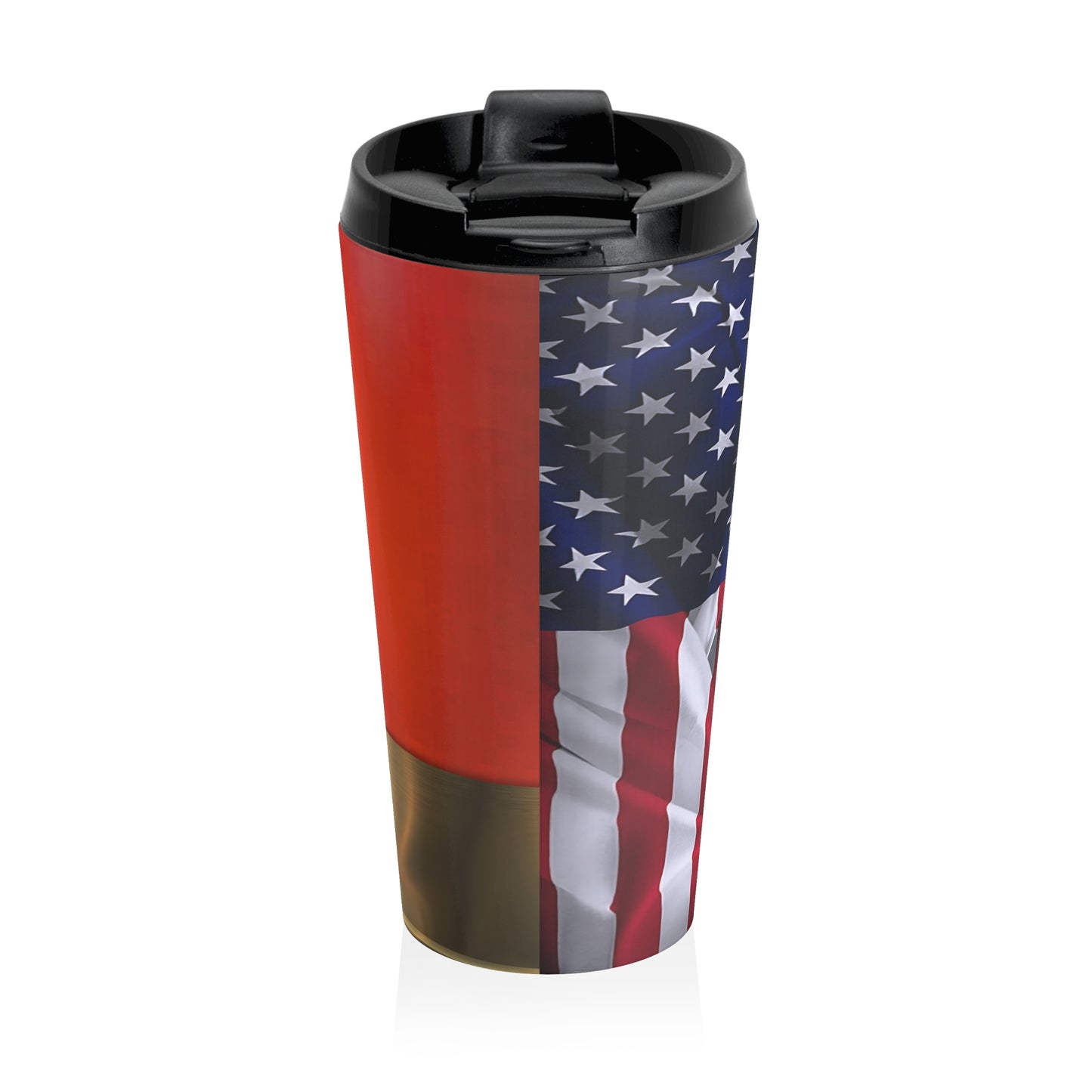 Patriotic Stainless Steel Travel Mug - 15oz American Flag Design
