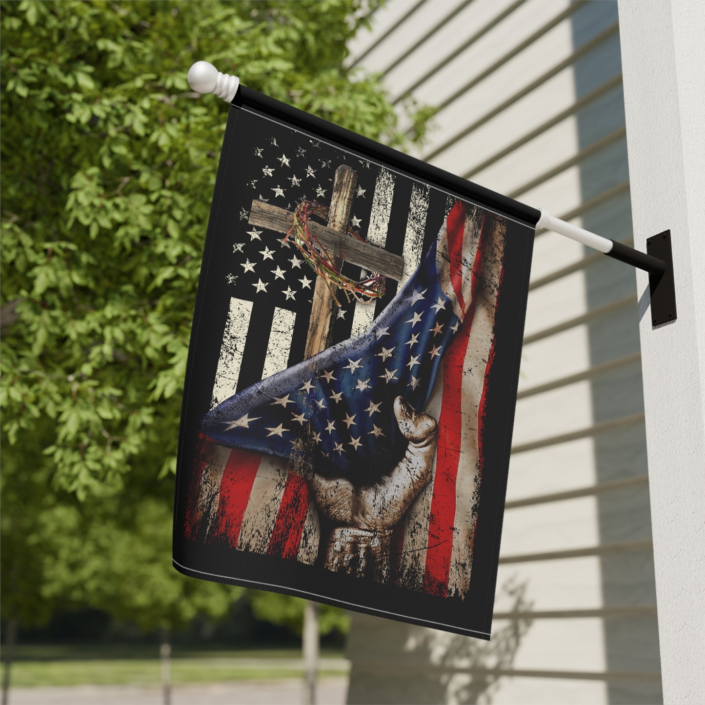 Dual Flag with cross - Garden & House Banner - Premium Home Decor from Old Glory 1776 Apparel - Just $19.97! Shop now at Old Glory 1776 Apparel