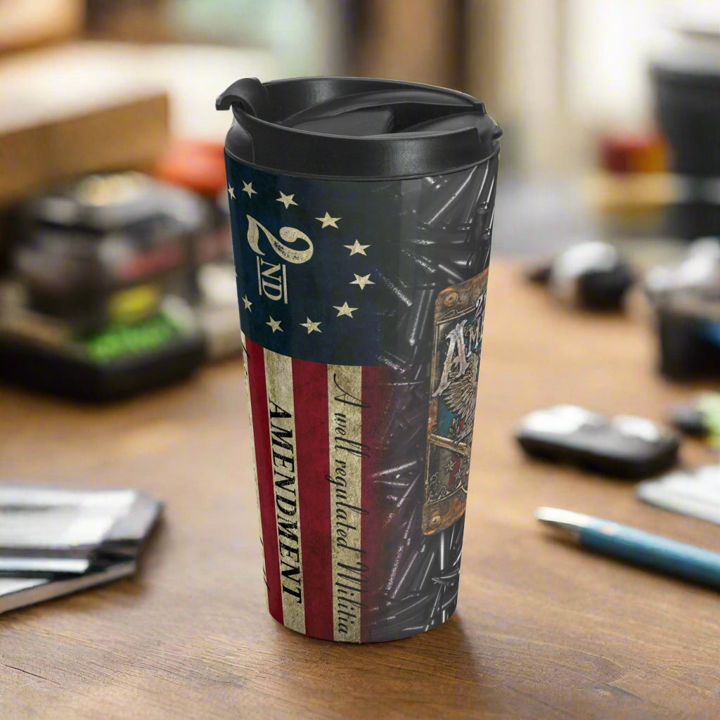 2nd Amendment Right To Bear Arms Stainless Steel Travel Mug, Patriotic Coffee Cup, Gun Owner Gift, Second Amendment Travel Tumbler, Gun - Old Glory 1776 Apparel