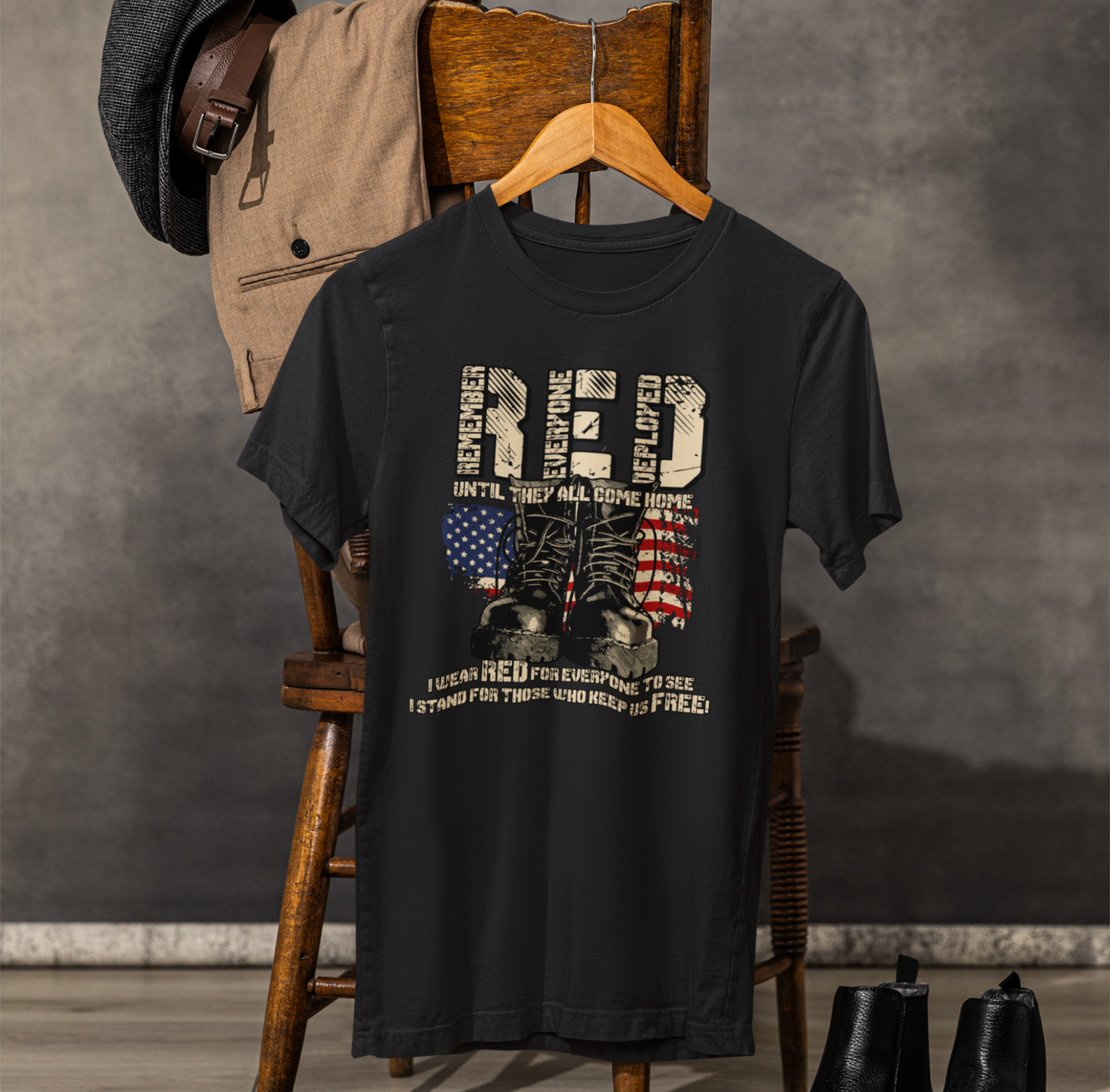 RED Remember Everyone Deployed Unisex Tee, Patriotic Military Support Shirt, Wear RED Friday until Everyone Comes Home, Veteran Apparel - Old Glory 1776 Apparel