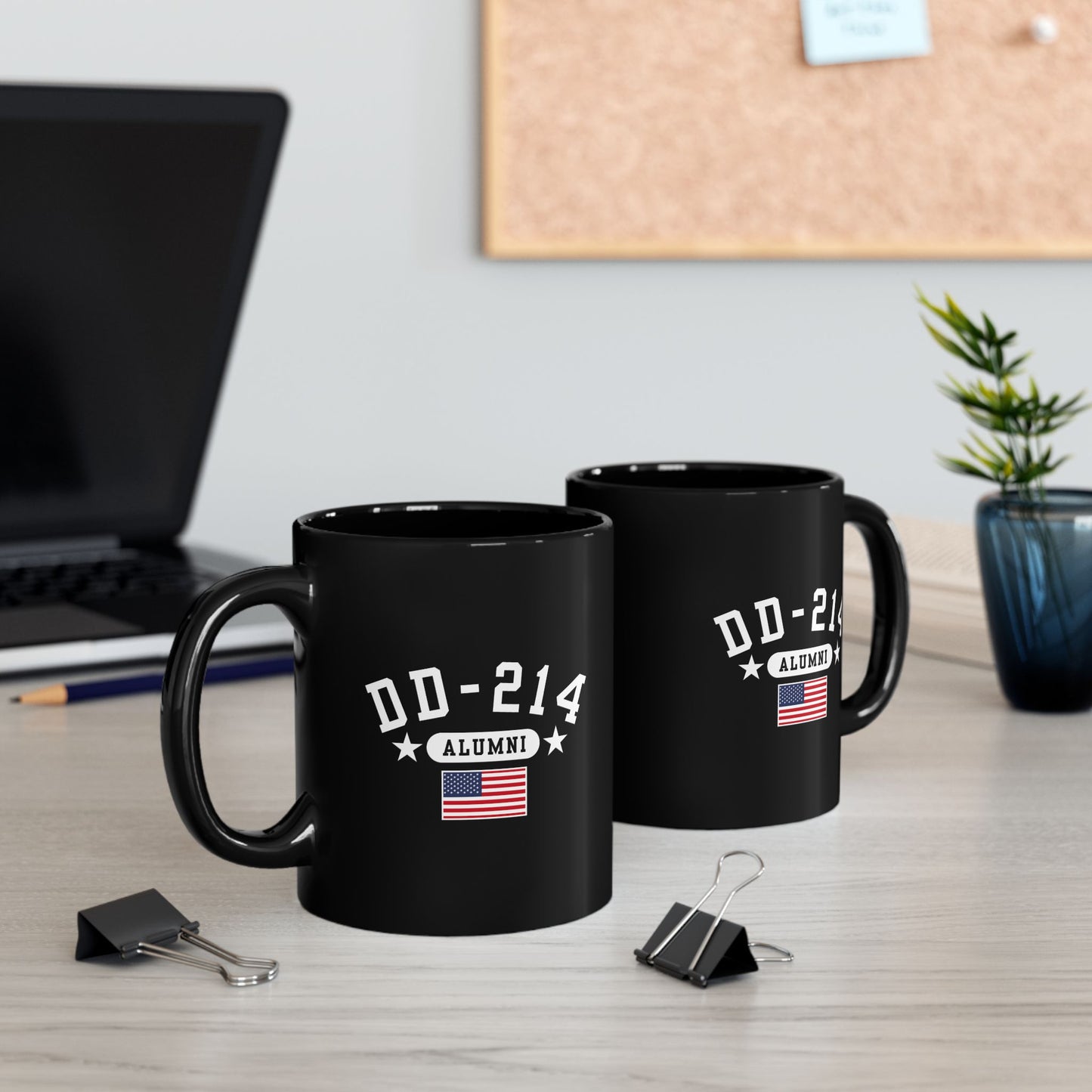 Veteran Retirement Black Mug, DD-214 Alumni Coffee Cup, 11oz & 15oz, Military Appreciation Gift, Personalized Mug, US Flag Ceramic Drinkware