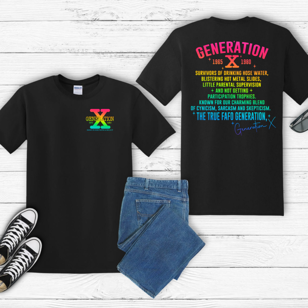 Retro Gen X T-Shirt, Vintage Style Tee, Unisex Graphic Tee, Nostalgic 80s Shirt, Perfect for Gen X Fans, Gift for Retro Lovers - Old Glory 1776 Apparel