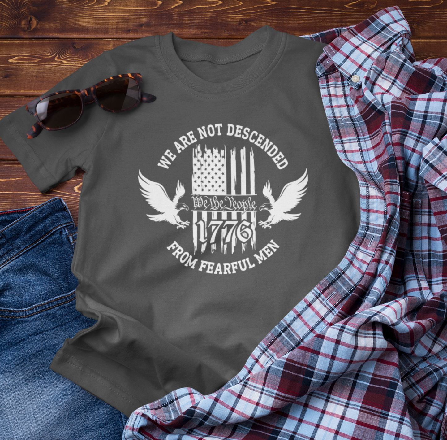 We Are Not Descended From Fearful Men unisex T-Shirt, patriotic tee, Founding fathers legacy T-Shirt - Old Glory 1776 Apparel