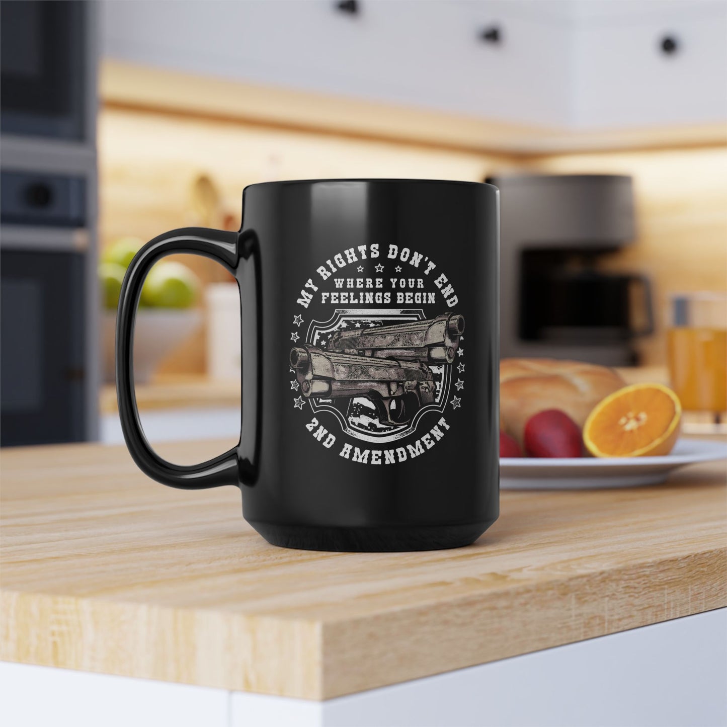 Stand for Freedom Mug, 11oz or 15oz– My Rights Don’t End Where Feelings Begin – 2nd Amendment Patriot Gift for Him or Her