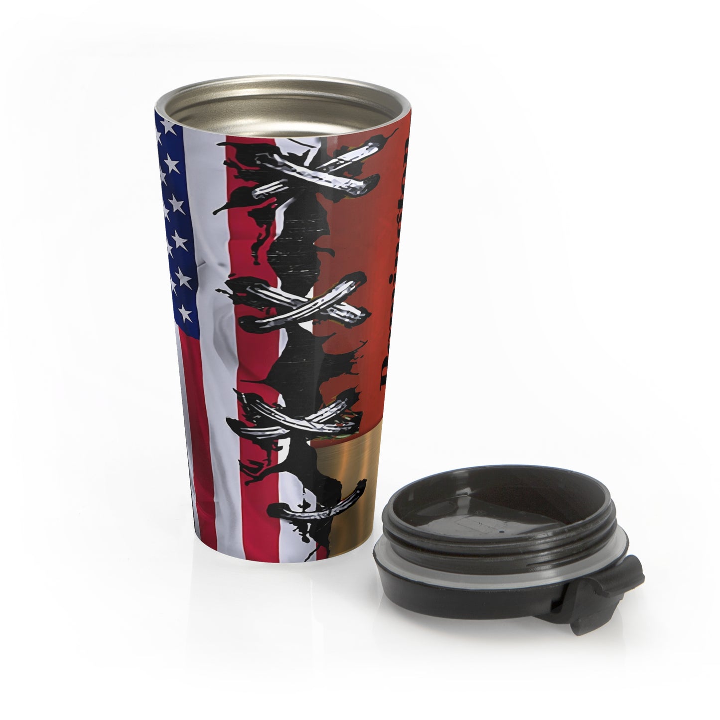Patriotic Stainless Steel Travel Mug - 15oz American Flag Design