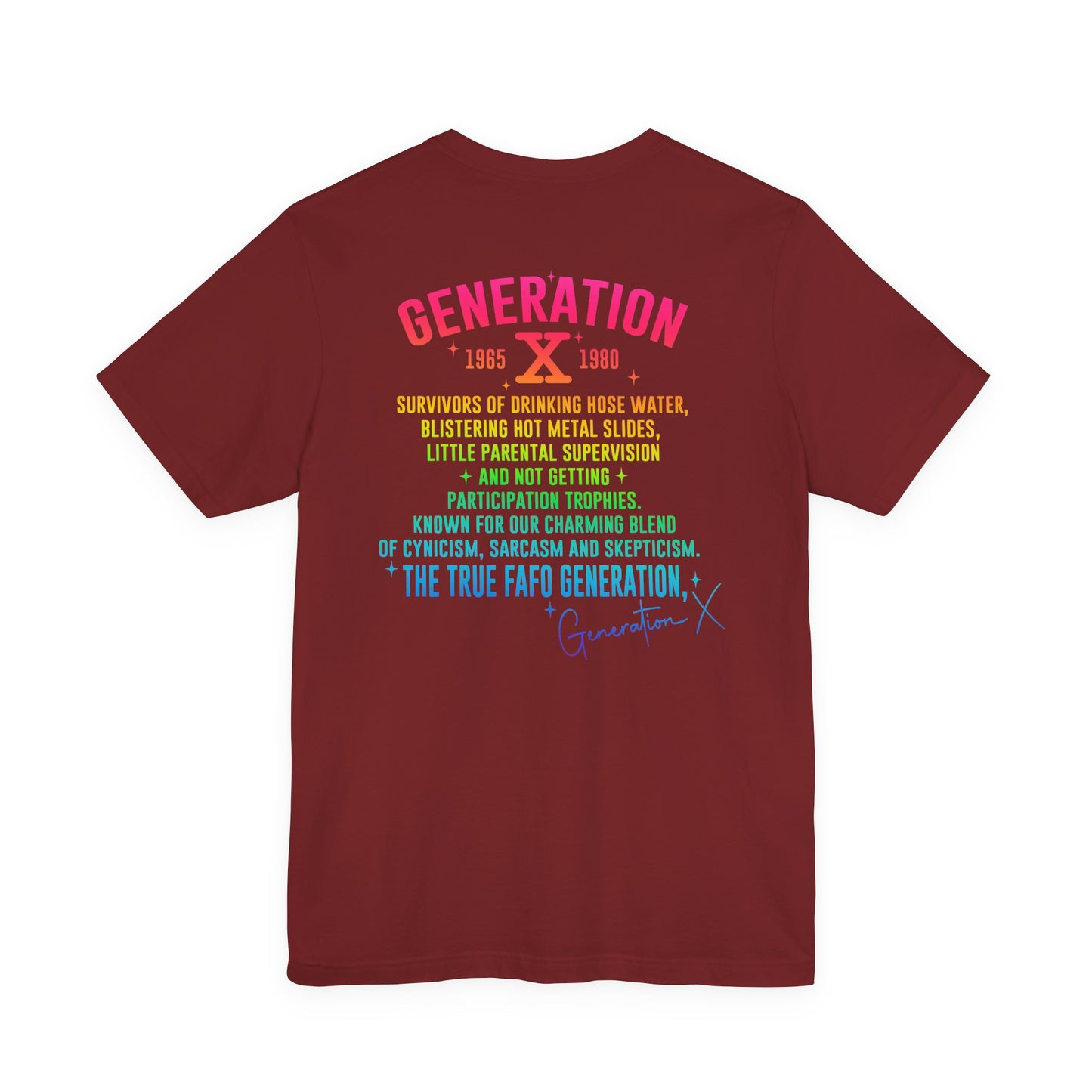 Retro Gen X T-Shirt, Vintage Style Tee, Unisex Graphic Tee, Nostalgic 80s Shirt, Perfect for Gen X Fans, Gift for Retro Lovers - Old Glory 1776 Apparel