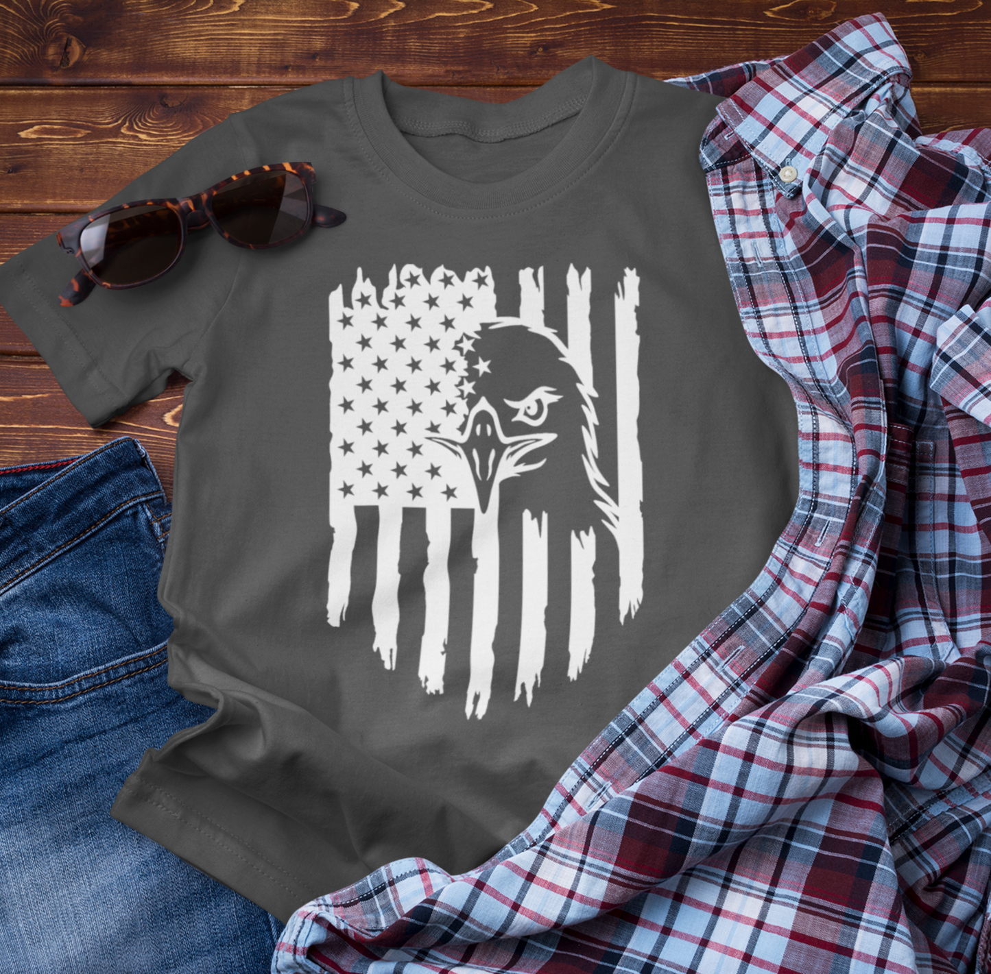 Patriotic Eagle Flag Unisex T-Shirt, Patriotism, Celebrate Freedom - American Pride Tee, USA Flag Shirt - Old Glory 1776 Apparel