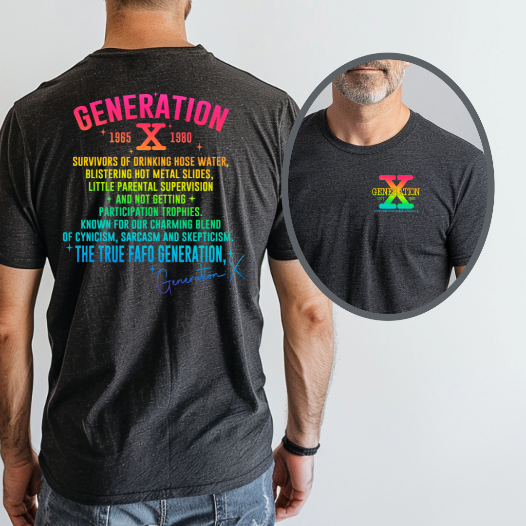 Retro Gen X T-Shirt, Vintage Style Tee, Unisex Graphic Tee, Nostalgic 80s Shirt, Perfect for Gen X Fans, Gift for Retro Lovers - Old Glory 1776 Apparel