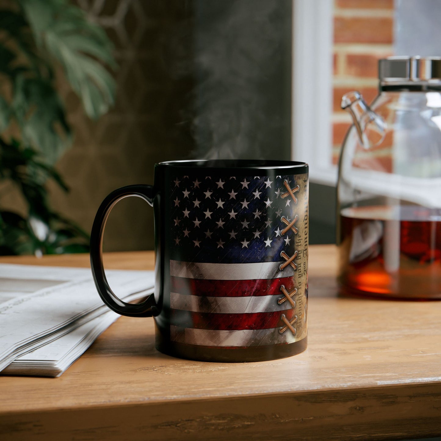 Pro 2A Coffee Mug – Second Amendment Rifle and Flag Design – Conservative Patriotic Gift – 11oz or 15oz Ceramic