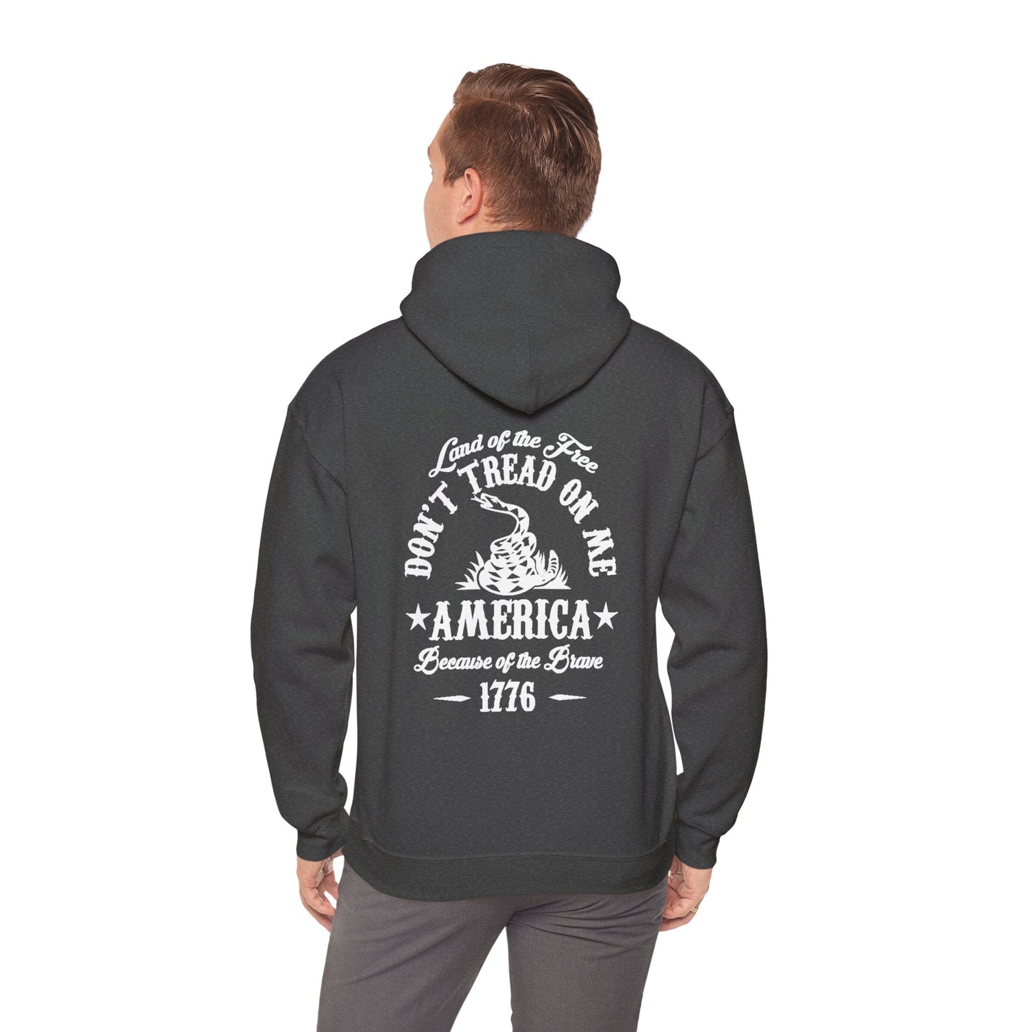 Liberty or Death Don't Tread on Me, Land of the Free Because of The Brave Unisex Hoodie (Back Print) - Premium Hoodie from Old Glory 1776 Apparel - Just $39.99! Shop now at Old Glory 1776 Apparel