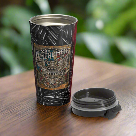2nd Amendment Right To Bear Arms Stainless Steel Travel Mug, Patriotic Coffee Cup, Gun Owner Gift, Second Amendment Travel Tumbler, Gun - Old Glory 1776 Apparel