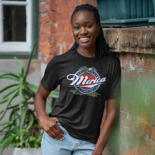 Patriotic American Tee - Merica Design, Unisex Short Sleeve Shirt for BBQ, Independence Day, Family Gatherings, Casual Wear, Gift - Old Glory 1776 Apparel