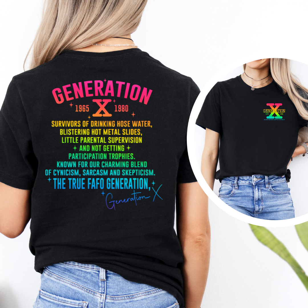 Retro Gen X T-Shirt, Vintage Style Tee, Unisex Graphic Tee, Nostalgic 80s Shirt, Perfect for Gen X Fans, Gift for Retro Lovers - Old Glory 1776 Apparel