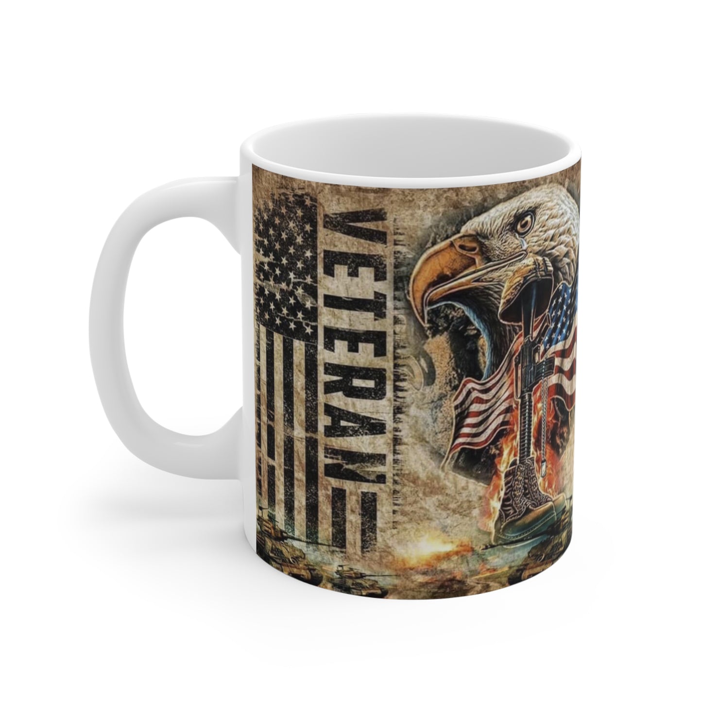 Patriotic Veteran Mug – Patriotic 11oz & 15oz Coffee Cup, American Eagle Design, Gifts for Veterans, Military Appreciation