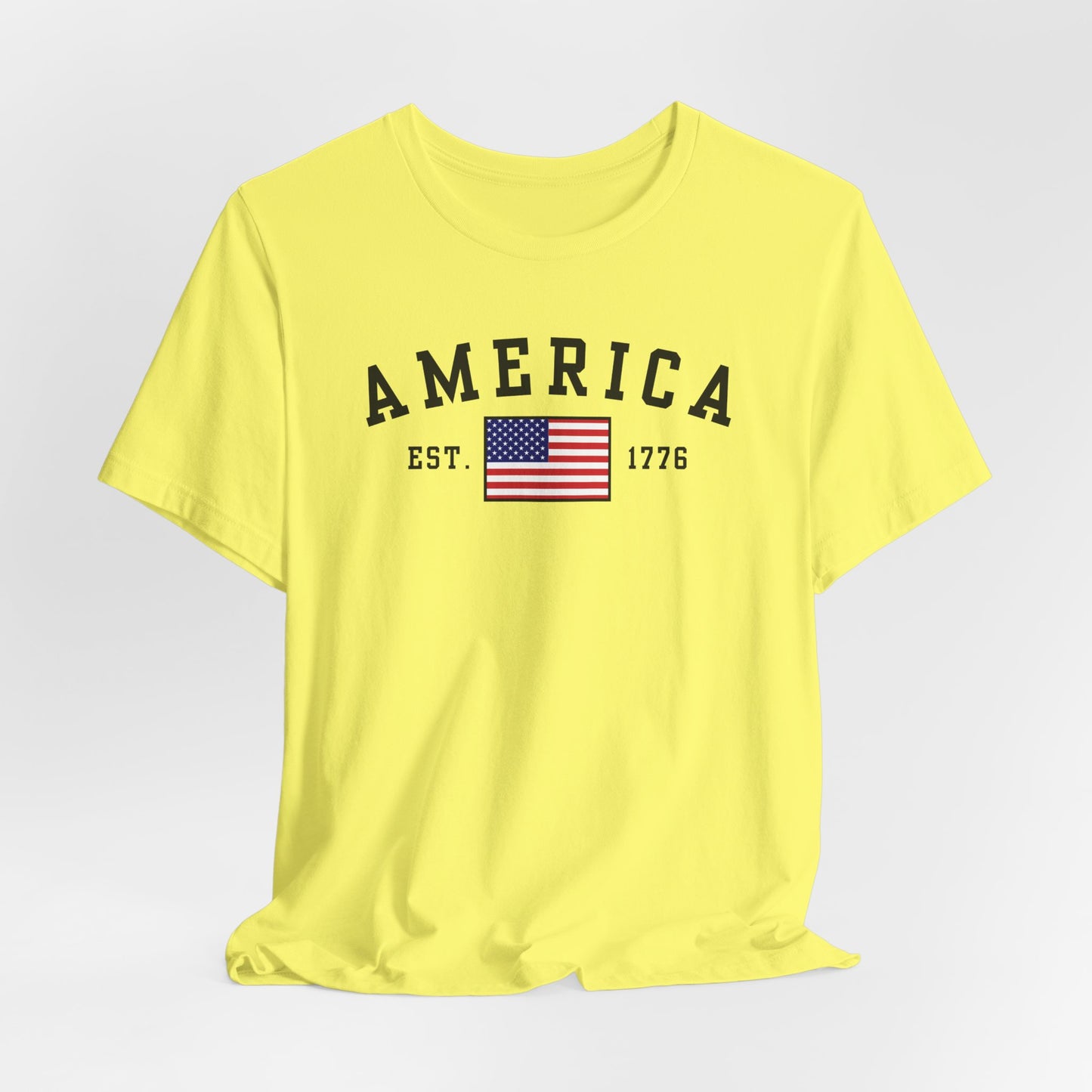 America Est 1776 Patriotic Unisex T-Shirt (Black Print) Celebrate Freedom and Liberty, Independence Day Shirt - Old Glory 1776 Apparel