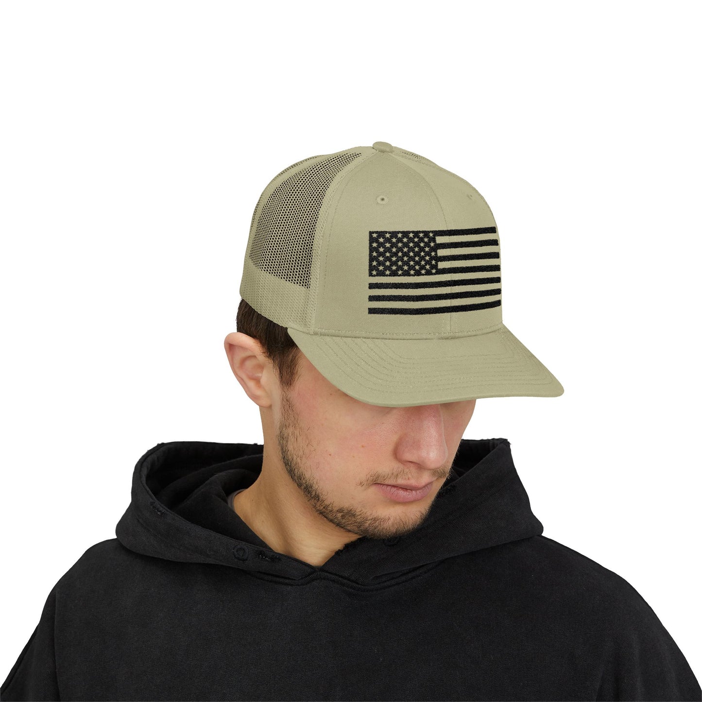 Patriotic Snapback Trucker Cap - American Flag Design