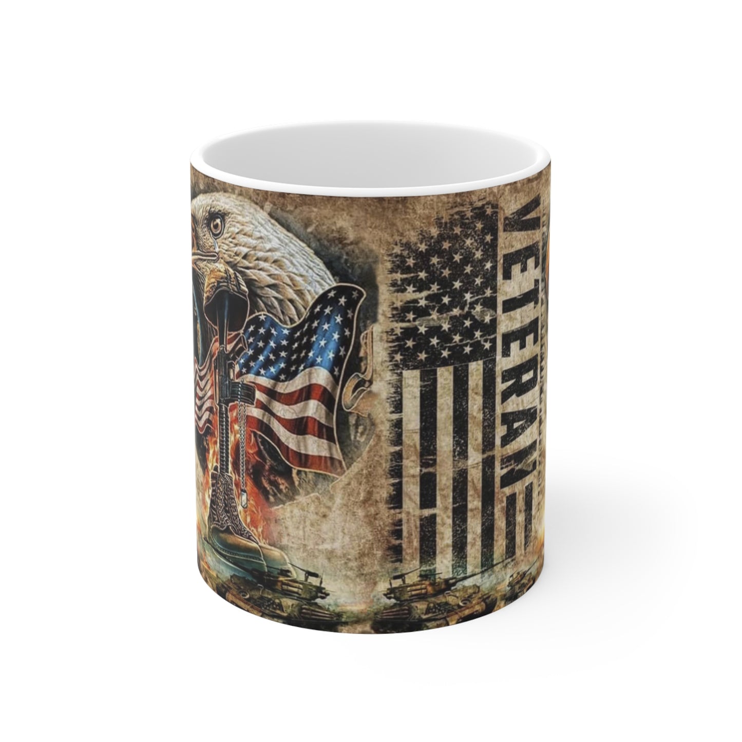 Patriotic Veteran Mug – Patriotic 11oz & 15oz Coffee Cup, American Eagle Design, Gifts for Veterans, Military Appreciation
